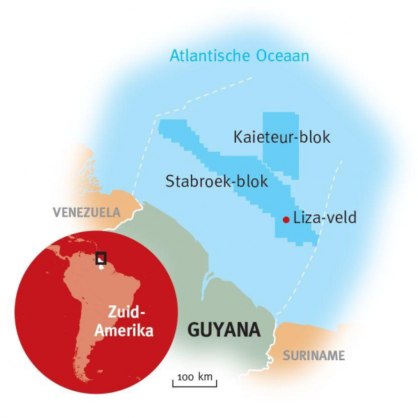 Guyana, olieveld voor de kust